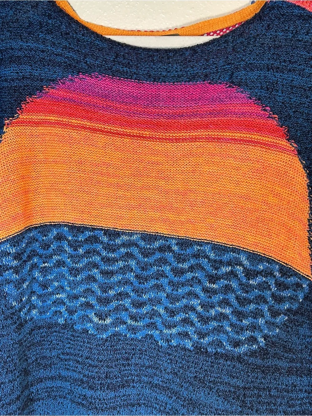 Free People Sunset Boho Fringe Poncho M/L Knit Festival Beach